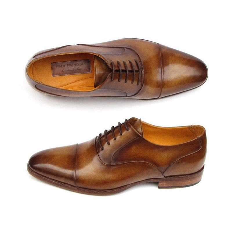 Paul Parkman Men’s Captoe Oxfords Brown Leather (ID#074-CML)