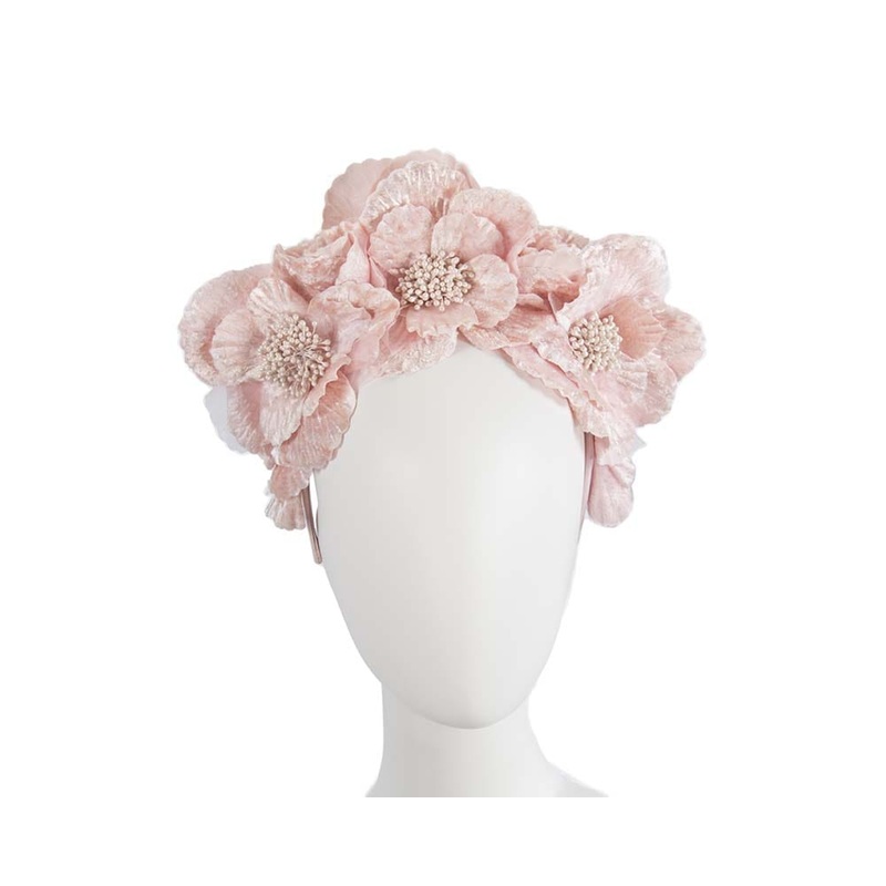 Pink flower halo fascinator