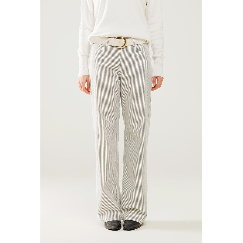 Striped Pants With A Straight Leg In A Stretch Fabric