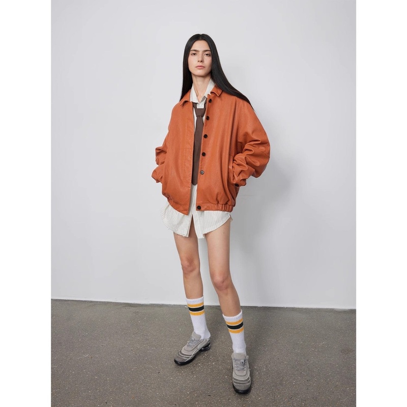 “Sydney Reincarnation” Heavy Wash Waxed Sheepskin Jacket Genuine Leather Outerwear