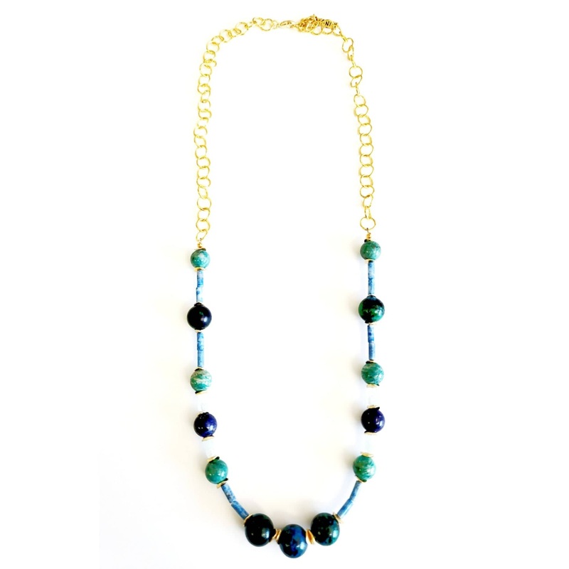 Women’s Monica Necklace in Yellow Turquoise, Amazonite, Lapis, & Aquamarine | MINU