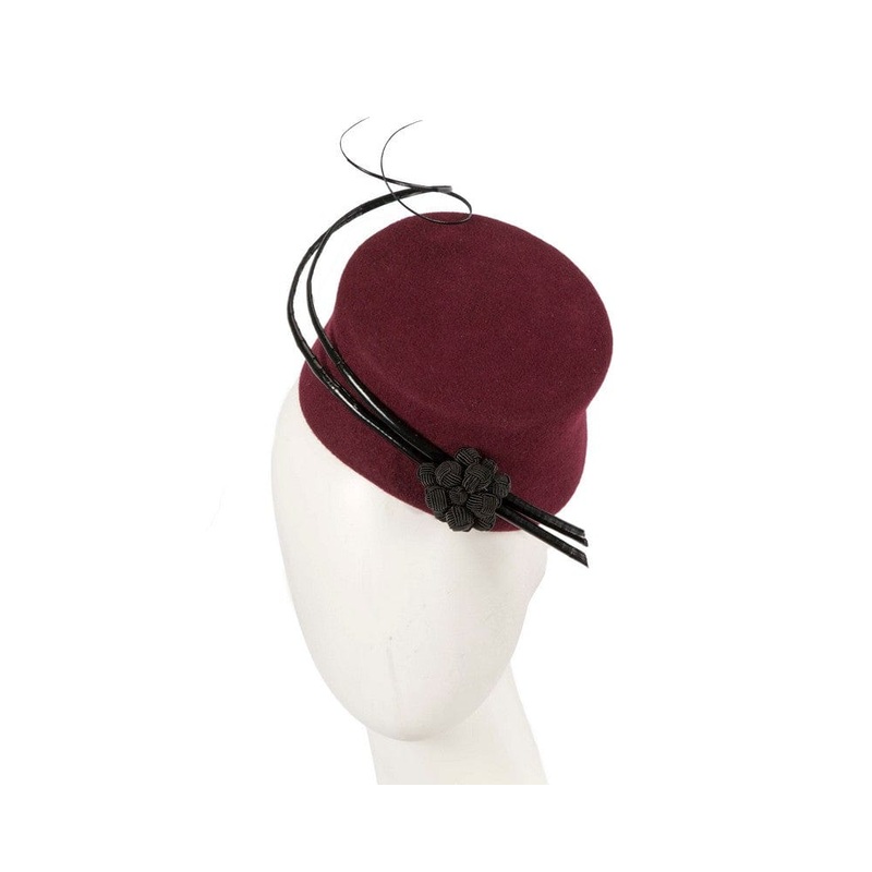 Bespoke burgundy winter racing fascinator by Fillies Collection