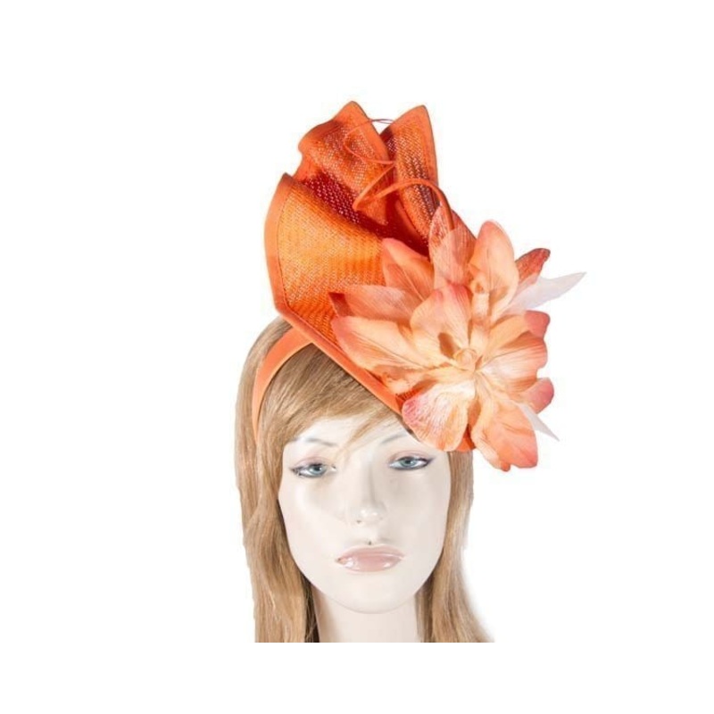 Bespoke orange fascinator with flower