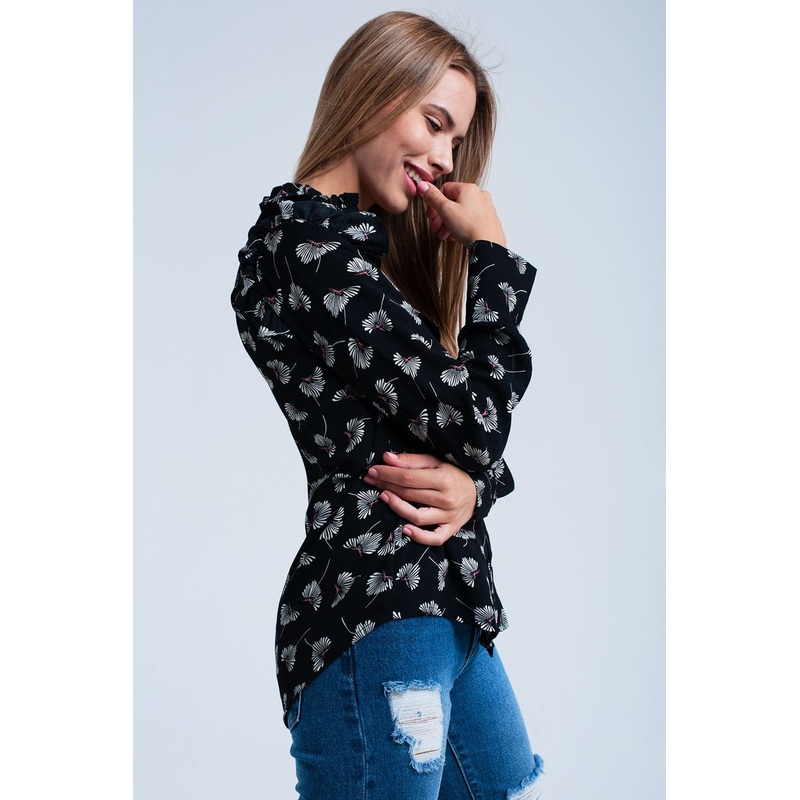 Black Floral Printed Shirt