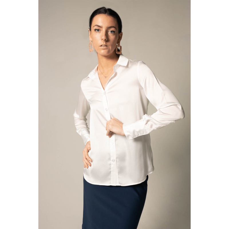 Elegance Silk Shirt in White | Le Russi