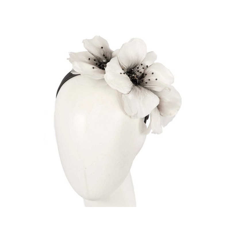Exclusive ivory and black flower headband fascinator by Fillies Collection