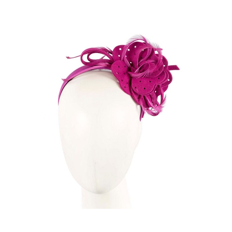 Fuchsia felt flower winter fascinator