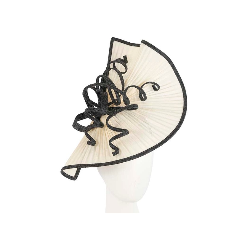 Large cream and black jinsin racing fascinator by Fillies Collection