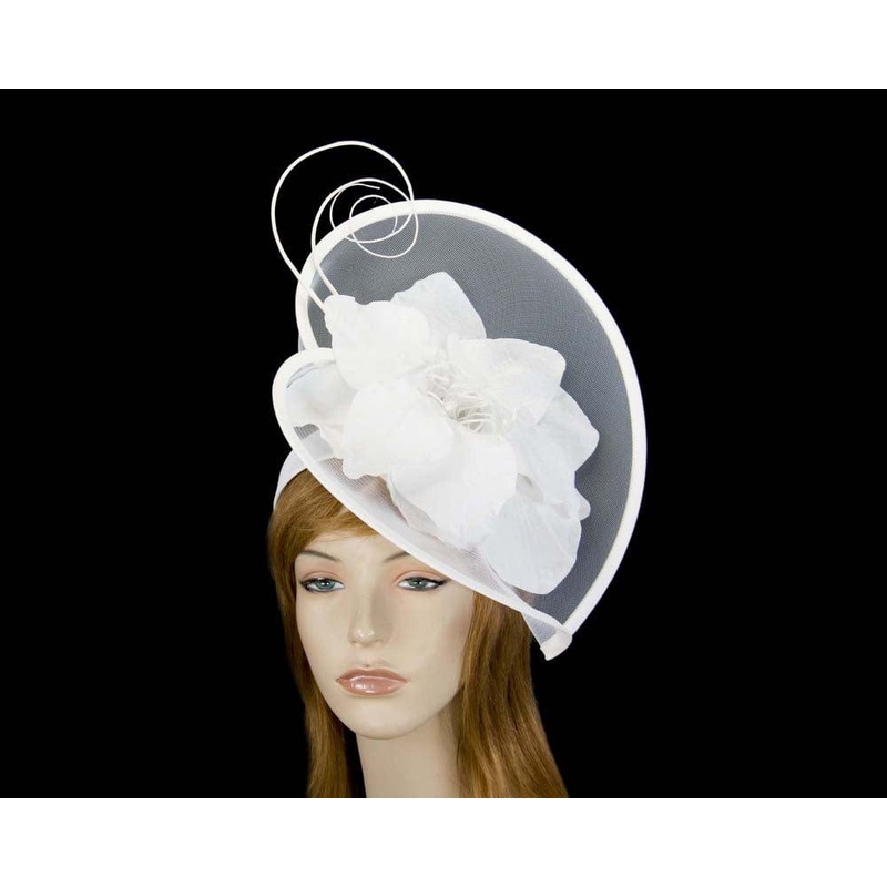 Large white flower heart fascinator