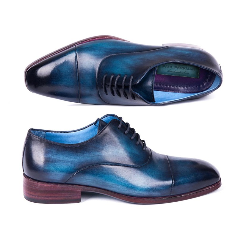 Paul Parkman Men’s Captoe Oxfords Blue & Turquoise (ID#1744-BTQ)