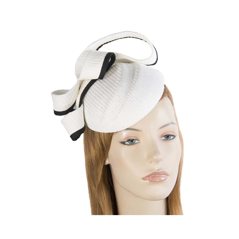 White & black pillbox fascinator by Max Alexander