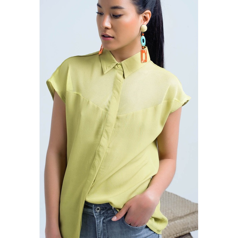 Yellow Shirt With Mesh Detail