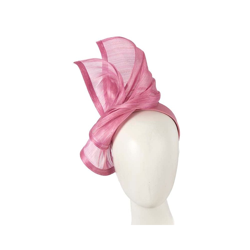 Bespoke dusty pink silk abaca racing fascinator by Fillies Collection