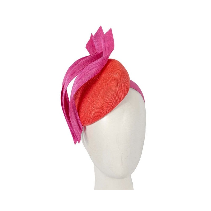 Bespoke orange & fuchsia pillbox fascinator by Fillies Collection