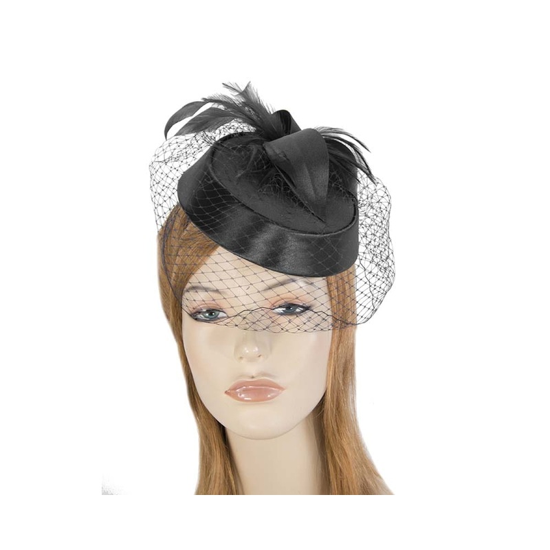 Black custom made cocktail pillbox hat