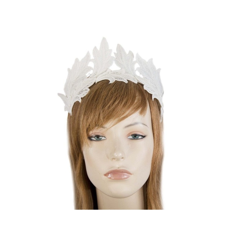 Cream lace crown fascinator headband by Max Alexander