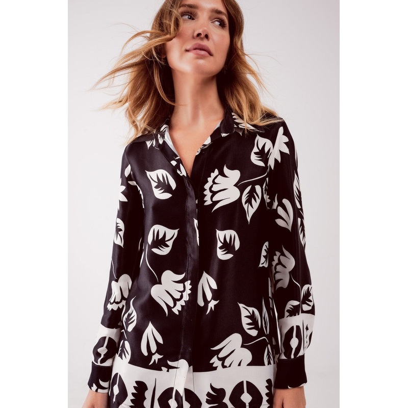 Floral Print Shirt In Black