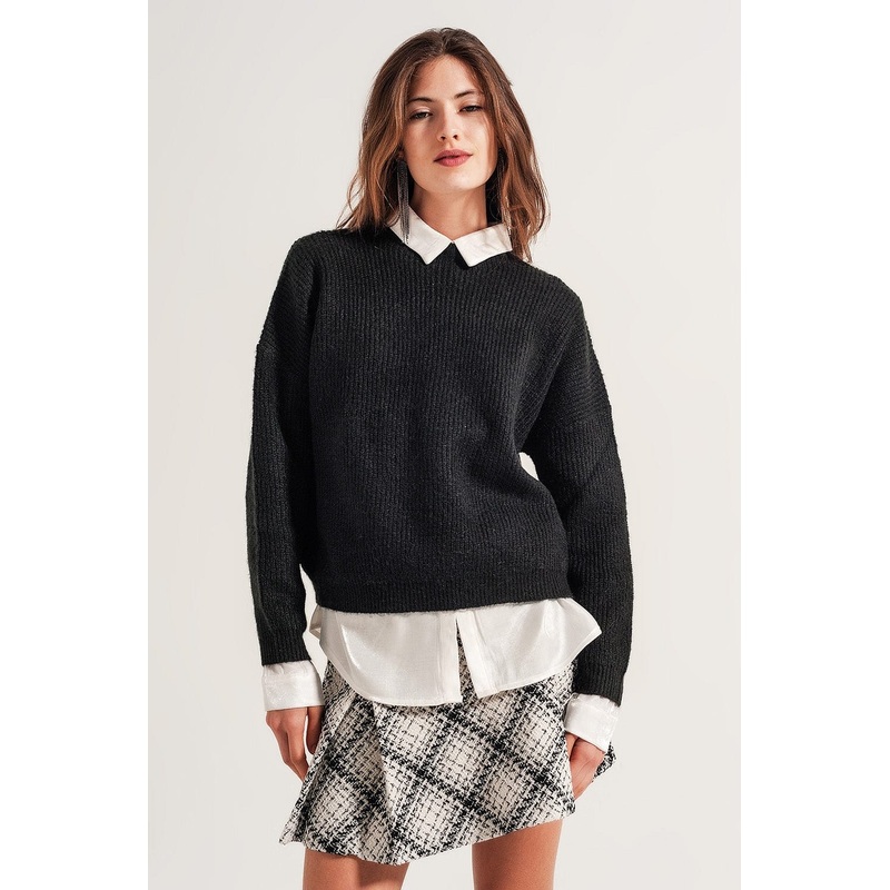 High Neck Jumper In Black