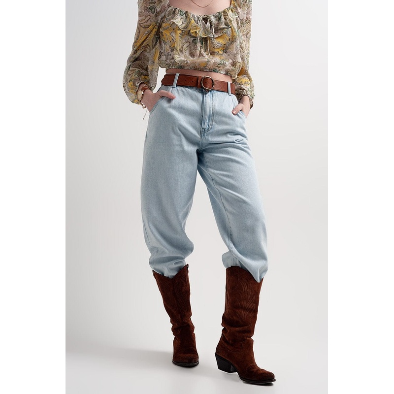 High Rise Slouchy Mom Jeans In Lightwash