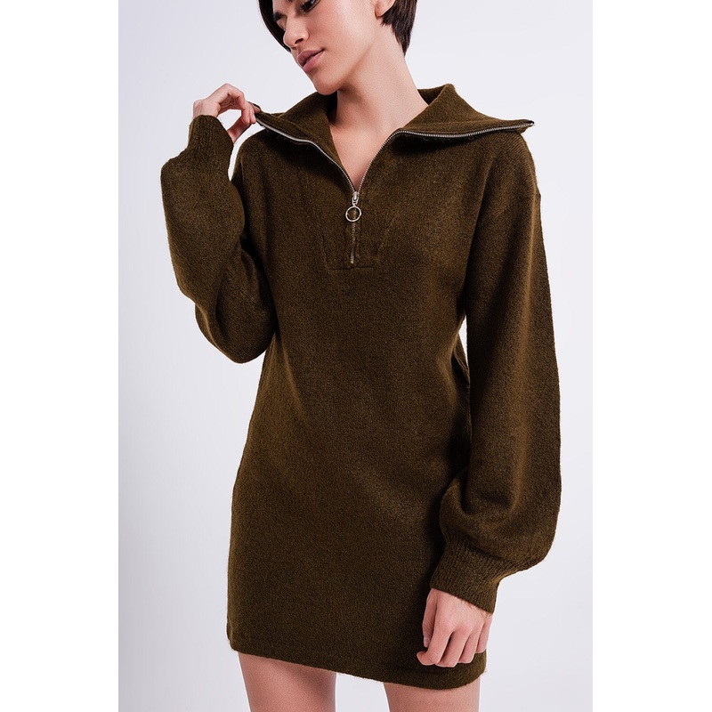 Jumper Mini Dress In Dark Green