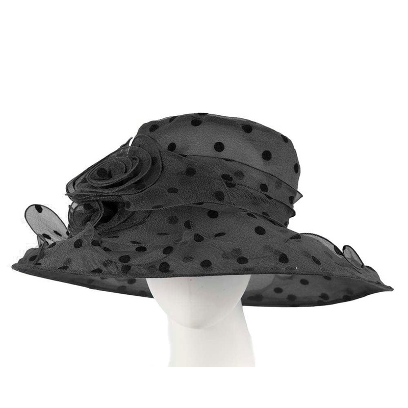 Large Black Organza Racing Hat