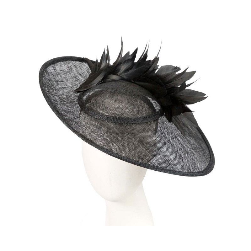 Large black sinamay fascinator hat by Max Alexander