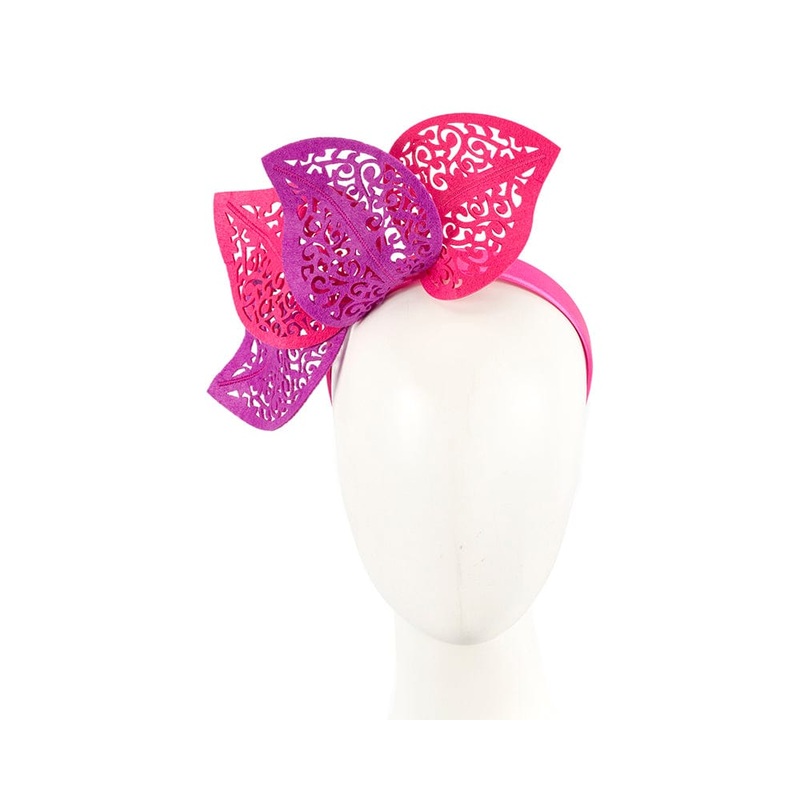 Modern purple & fuchsia racing fascinator by Max Alexander