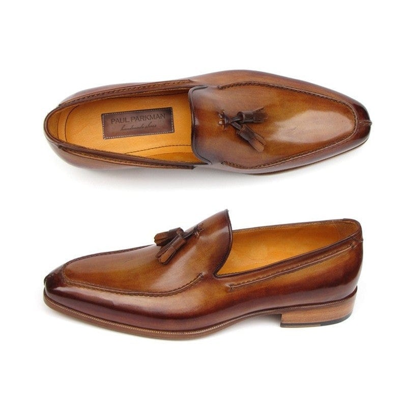 Paul Parkman Men’s Tassel Loafer Camel & Brown Hand-Painted (ID#083-CML)