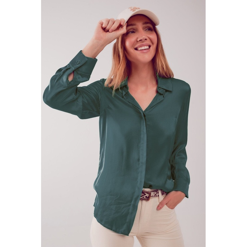 Satin Shirt In Green