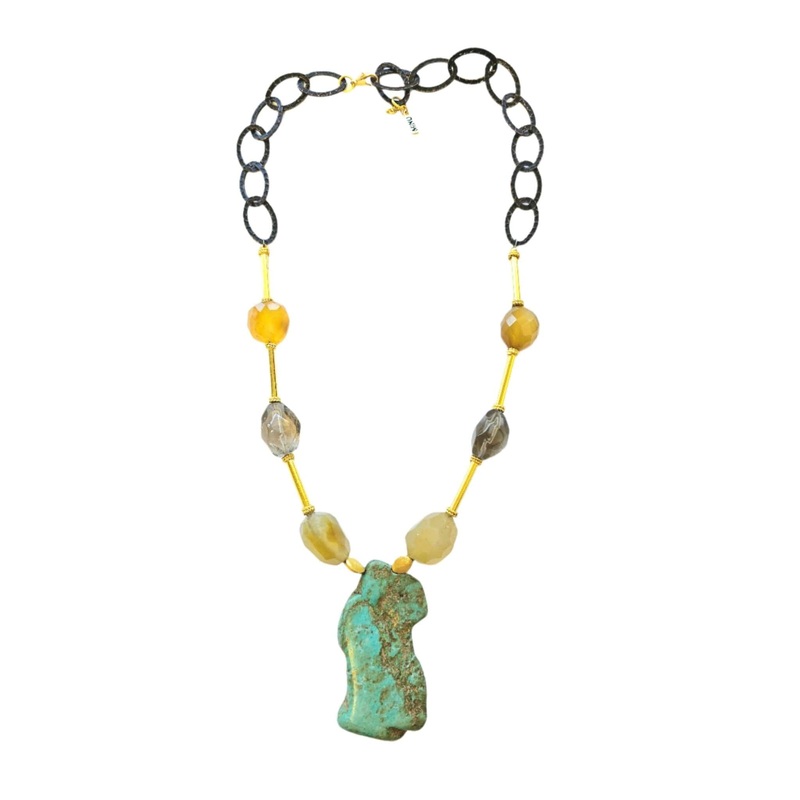 Women’s Maireni 34″ Necklace in Turquoise, Smoky Quartz & Citrine | MINU