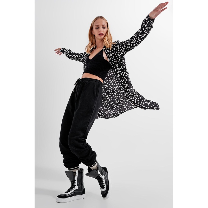 Adjustable Waistband Joggers In Black