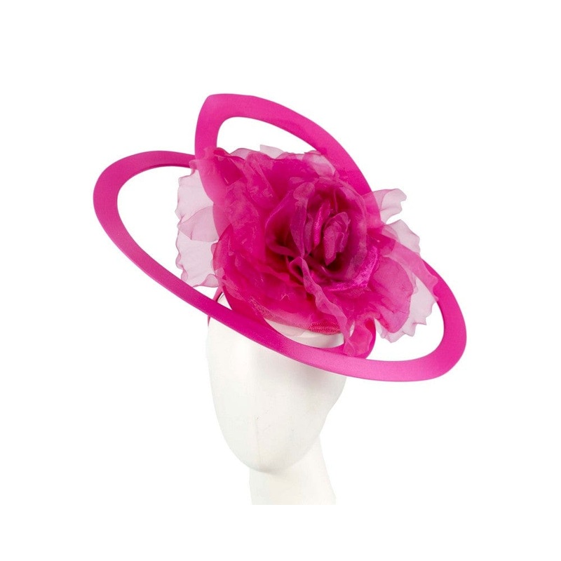 Bespoke large fuchsia racing fascinator by Fillies Collection