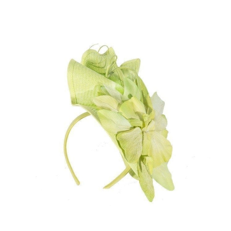 Bespoke lime green fascinator with flower