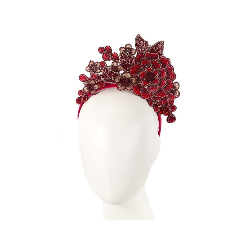 Bespoke red crown fascinator by Cupids Millinery