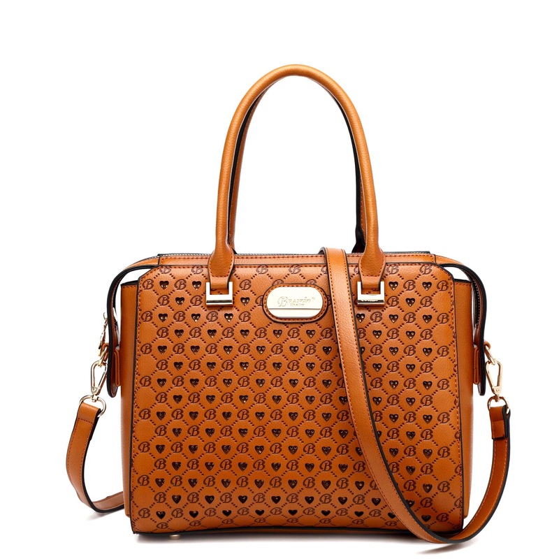 Bi Millionaire Crystal Engraved Matte Satchel in Brown, Blue, Beige, Black, or Red