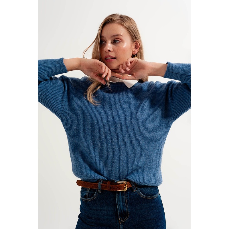 Blue Crew Neck Jumper
