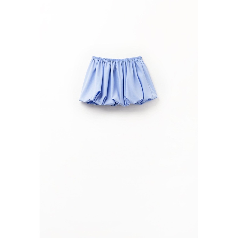 Blue Poplin Balloon Miniskirt