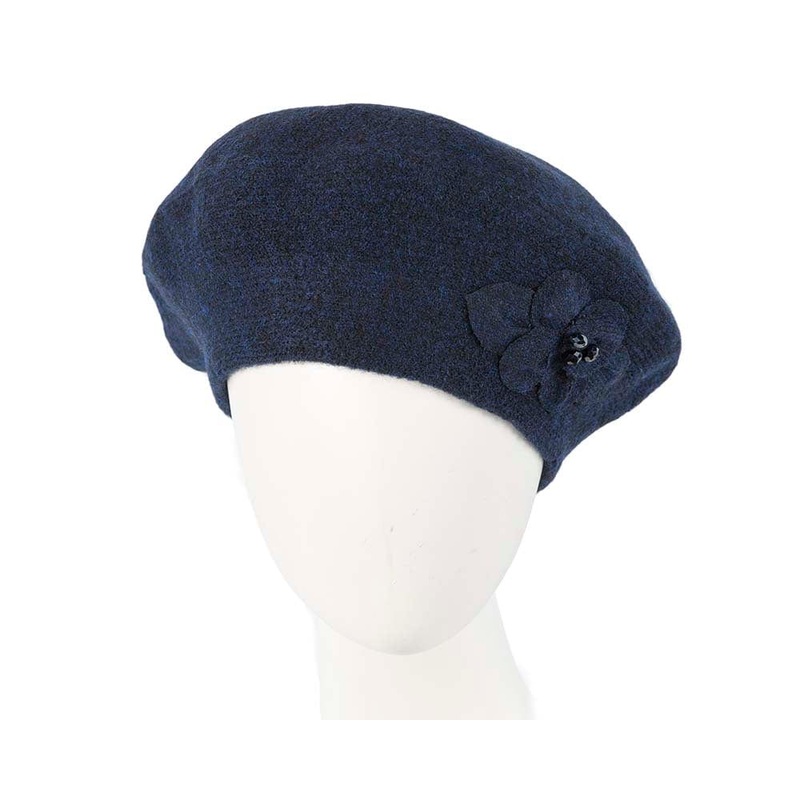 European made woven navy beret