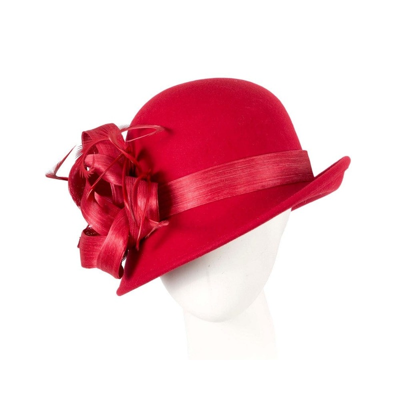Exclusive red cloche winter hat by Fillies Collection