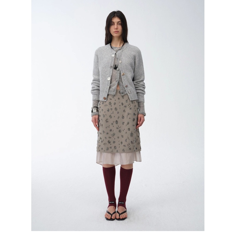 “Flowers and Her” Irregular Hand-Embroidered Sequin Skirt