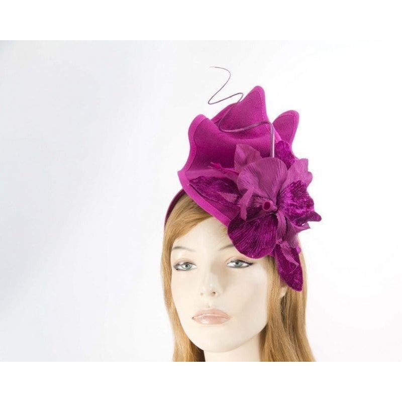 Fuchsia autumn winter felt fascinator by Fillies Collection