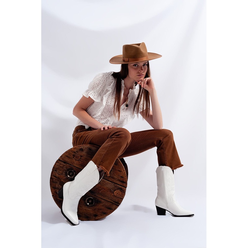 High Rise Raw Hem Flared Jeans In Black