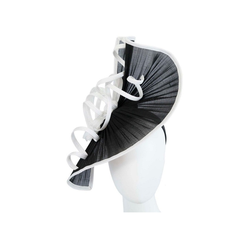 Large black & white jinsin racing fascinator by Fillies Collection