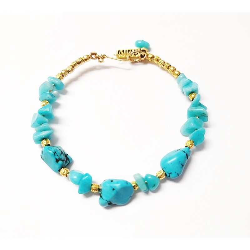 MINU Jewels Asiris Amazonite & Gold Plated Bangle Bracelet