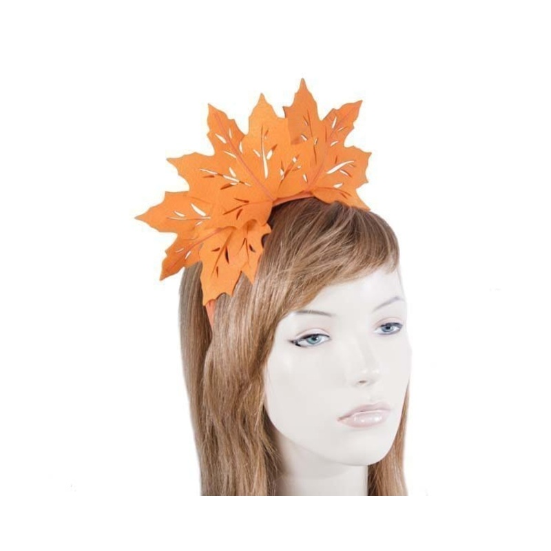 Orange laser cut maple leafs on headband