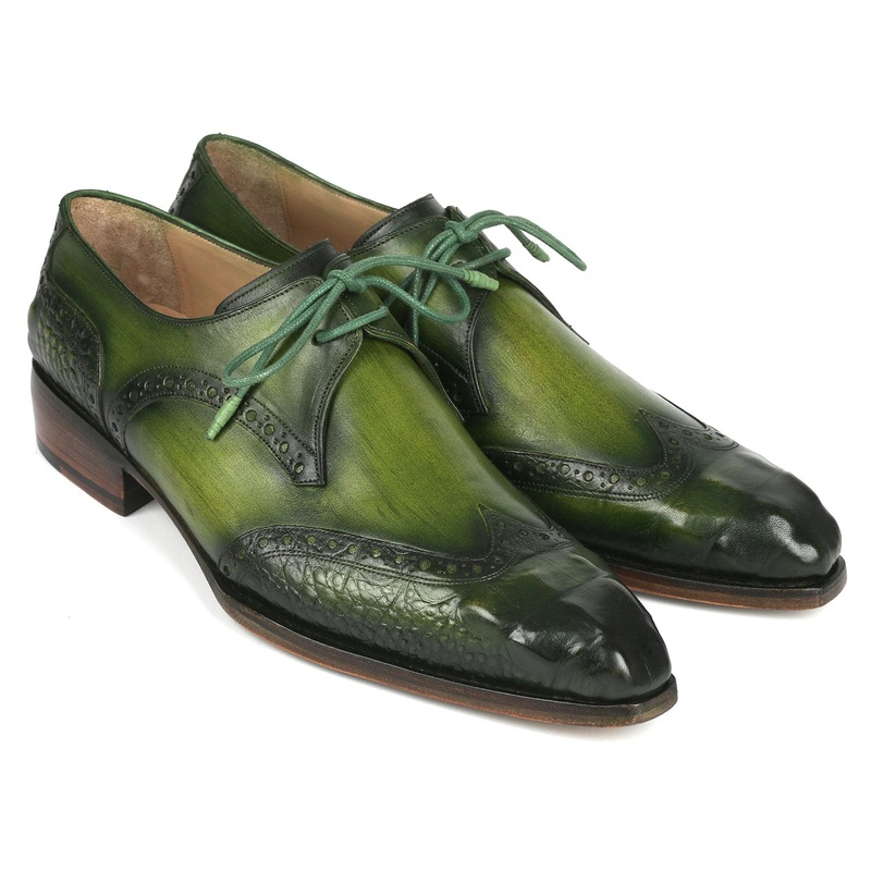 Paul Parkman Goodyear Welted Wingtip Derby Shoes Green (ID#584-GRN)