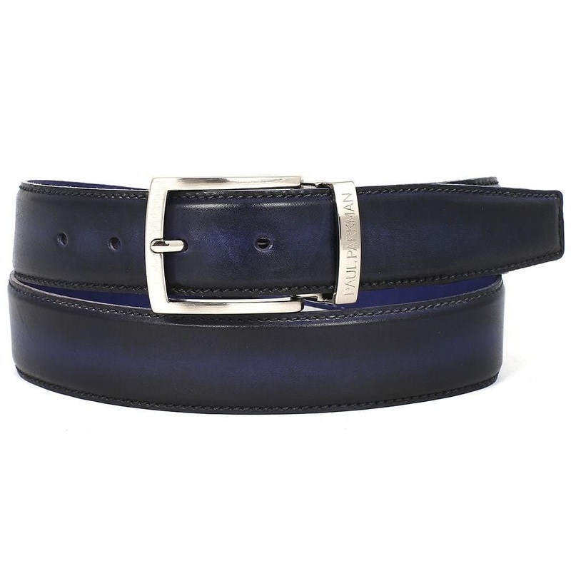 PAUL PARKMAN Men’s Leather Belt Dual Tone Navy & Blue (ID#B01-NVY-BLU)