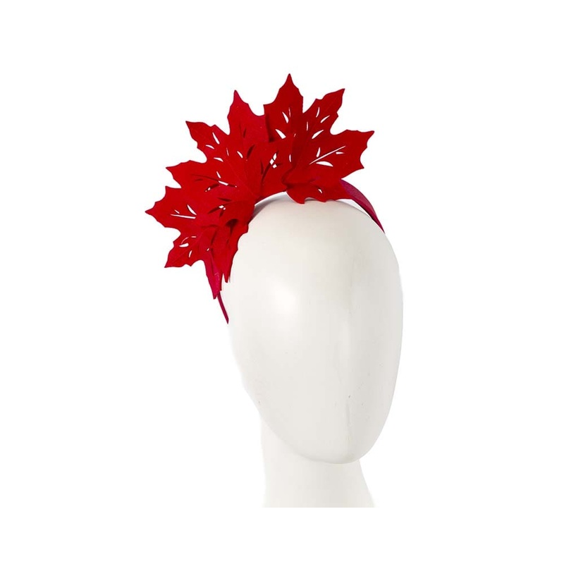 Red laser cut maple leafs on headband