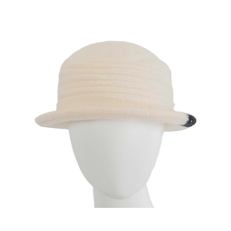Soft cream winter bucket hat by Max Alexander