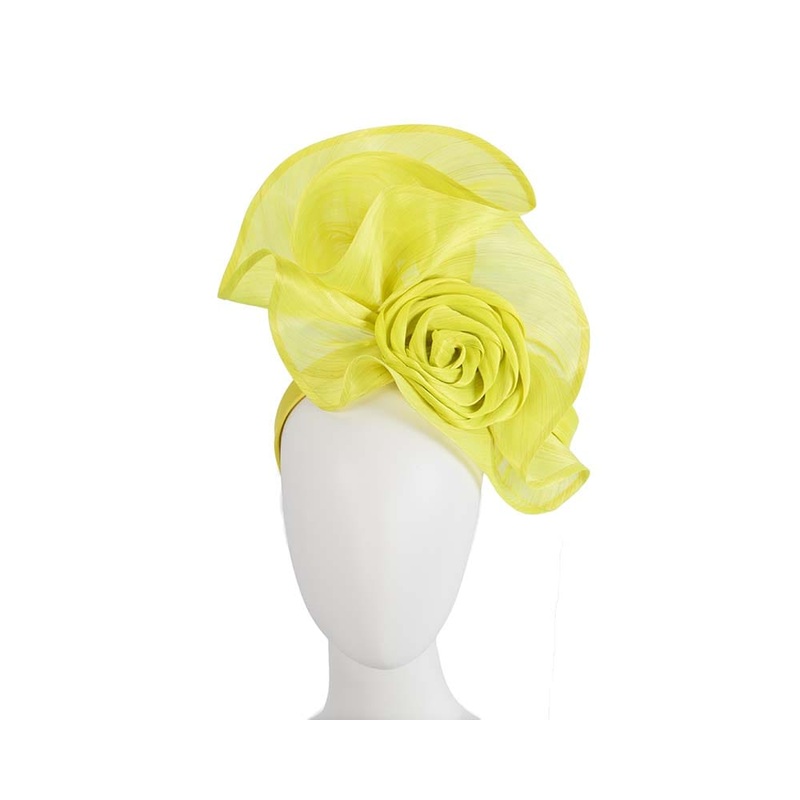 Twisted yellow designers fascinator by Fillies Collection
